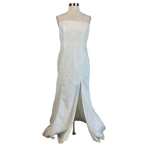 Aidan Mattox Women's Formal Dress Size 12 White Sequined Long Evening Gown - Picture 1 of 11